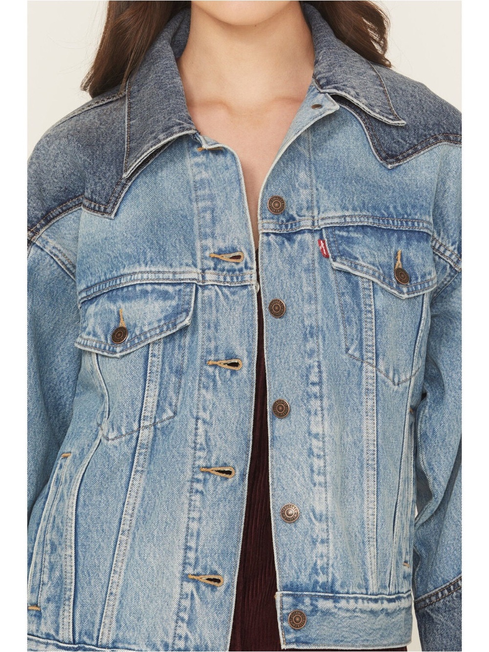 Levi’s ‘90s Western Pieced Trucker Jacket
Color: Free Range – Medium Wash - Picture 5 of 13